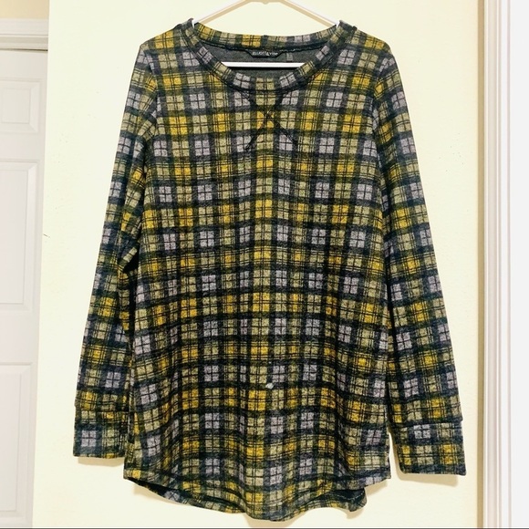 ELLIOTT & VINE Plaid checked long sleeves shirt women’s size 1X - Picture 2 of 9